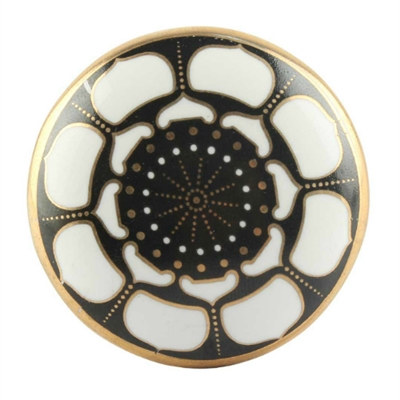 Golden Ceramic Floral Cabinet Knob