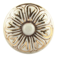 Etched Golden Flower Ceramic Cabinet Knob