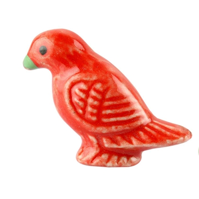 Red Bird Ceramic Cabinet Knob