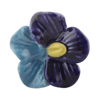 Blue and Turquoise Ceramic Flower Knob