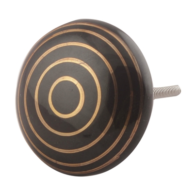 Black and Gold Ceramic Cabinet Knob