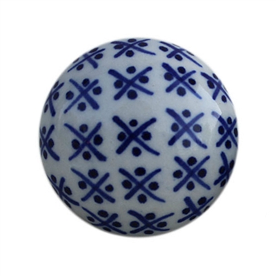 Blue and White Round Ceramic Cabinet Knob