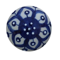 Blue and White Floral Ceramic Cabinet Knob
