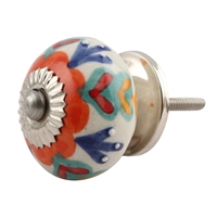 Orange Flower Ceramic Cabinet Knob