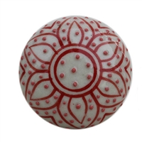 Red Embossed Floral Cabinet Knob