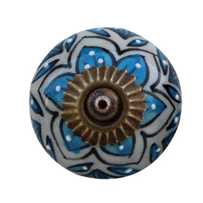 Blue and White Floral Cabinet Knob
