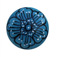 Blue Floral Ceramic Cabinet Knob