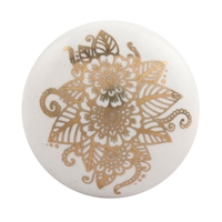 Golden Flower Flat Ceramic Drawer Knob