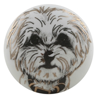 Dog Face Golden Ceramic Cabinet Knob