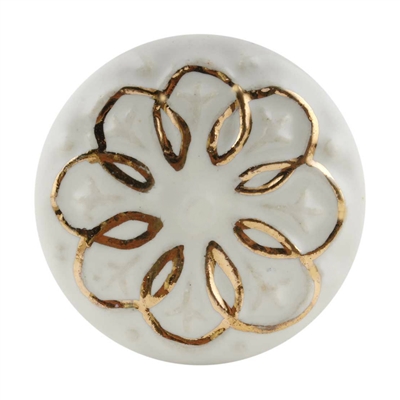 Cream Gold Floral Ceramic Dresser Knobs