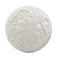 Solid White Floral Ceramic Knob