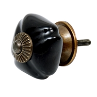 Solid Black Ceramic Cabinet Knob