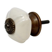 Solid Cream Ceramic Cabinet Knob