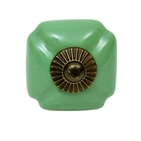 Solid Green Ceramic Cabinet Knob