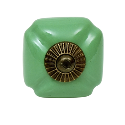 Solid Green Ceramic Cabinet Knob