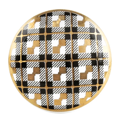 Black Golden Check Pattern Ceramic Knob