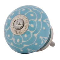 Blue Embossed Ceramic Knob