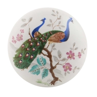 Ornate Peacock Print Ceramic Cabinet Knob