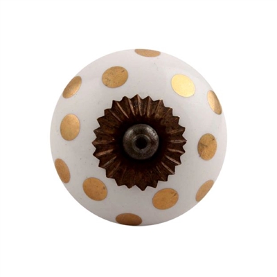 Gold Polka Dot Ceramic Knob