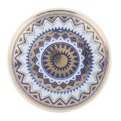 Blue  Gold Pattern Ceramic Dresser Knob