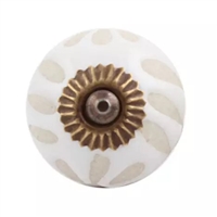 White Etched Ceramic Knob