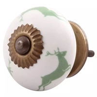 Green Reindeer Ceramic Drawer Knob