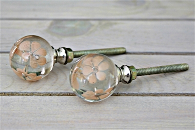 Peach Daisy Glass Knob