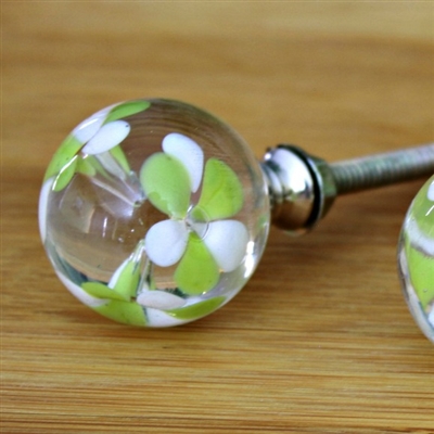 Clear Floral Glass Knob