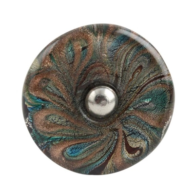 Multicolor Peacock Feather Flat Glass Cabinet Knob