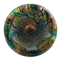 Multicolor Peacock Feather Flat Glass Cabinet Knob