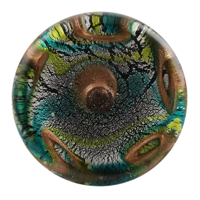 Multicolor Peacock Feather Flat Glass Cabinet Knob