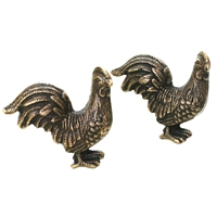 Metal Rooster Cabinet Knob in Antique Brass Finish