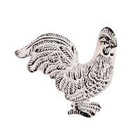 Metal Rooster Cabinet Knob in Distressed White Finish
