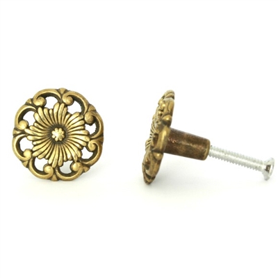 Floral Brass Dresser Knob