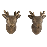 Deer Head Iron Cabinet Knob in Antique Brasss