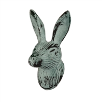 Rabbit Head Iron Cabinet Knob in Distressed Sage Green