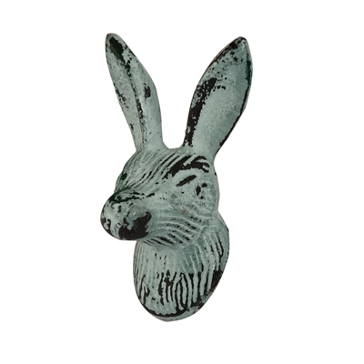 Rabbit Head Iron Cabinet Knob in Distressed Sage Green