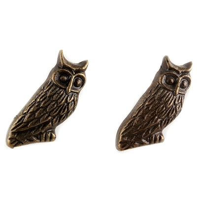 Owl Metal Cabinet Knob in Antique Brass