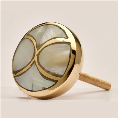 Mother of Pearl & Brass Cabinet Knob