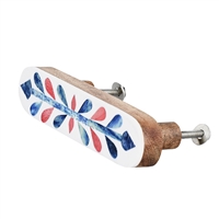Red Blue Bone Inlay Cabinet Pull