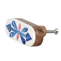 Red Blue Bone Inlay Cabinet Knob