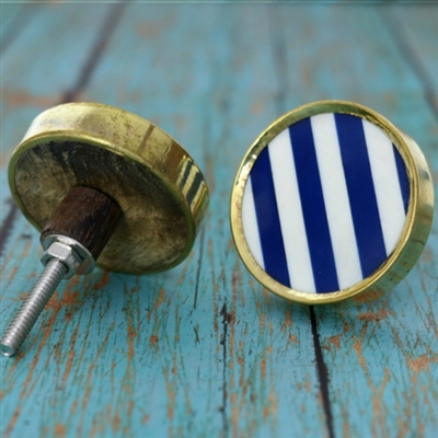 Round Stripe Resin Cabinet Knob with Metal Border