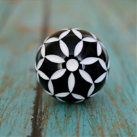Black and Whiter Floral Resin Cabinet Knob