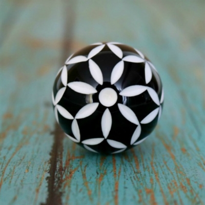 Black and Whiter Floral Resin Cabinet Knob