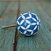 Blue and Whiter Floral Resin Cabinet Knob