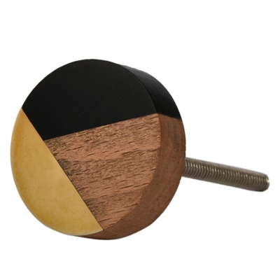 Round Wood, Resin, & Metal Cabinet Knob