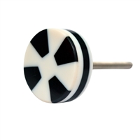 Round Black and White Resin Cabinet Knob