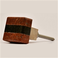 Red & Black Rectangular Stone Cabinet Knob