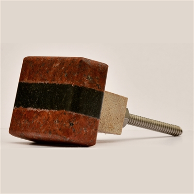 Red & Black Rectangular Stone Cabinet Knob