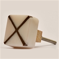 White Rectangular Stone Cabinet Knob